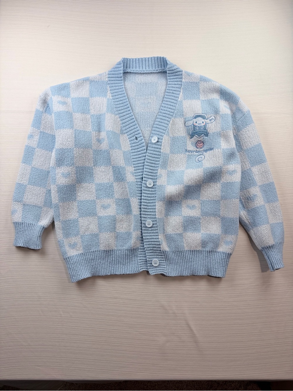 Blue & White Check Cozy Cardigan
